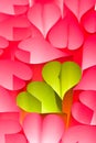 Paper hearts background - pink and green