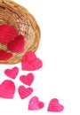 Paper hearts in a basket Royalty Free Stock Photo