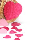 Paper hearts in a basket Royalty Free Stock Photo