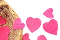 Paper hearts in a basket Royalty Free Stock Photo