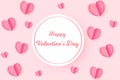 Paper Hearts Float Banner ,Valentines day Poster with copy space on white background. Vector Illustration, Valentine`s Day Royalty Free Stock Photo