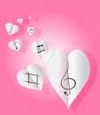 Paper Hearts with Music Notes Royalty Free Stock Photo