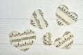 Paper hearts with musical notes.