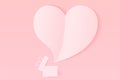 Paper Hearts out of the gift box with copy space . Paper Heart flying on pink background. Vector Illustration, Mother`s Day, Royalty Free Stock Photo