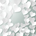 Paper hearts romantic Valentine background template, vector illustration