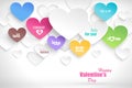 Paper hearts with shadow. Vector Royalty Free Stock Photo