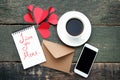 Paper hearts with smartphone Royalty Free Stock Photo