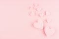 Paper hearts soar on pink background, copy space. Valentine. Royalty Free Stock Photo