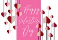 Paper hearts on white background for valentines day card pink and red heart with text happy valentines day - heart pattern