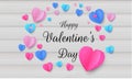 Paper hearts on Wooden, Valentine`s Day, greeting card design. Vector Royalty Free Stock Photo