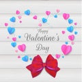 Paper hearts on Wooden, Valentine`s Day, greeting card design. Vector Royalty Free Stock Photo