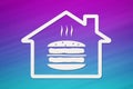 House with burger inside, fastfood concept. Abstract food conceptual image
