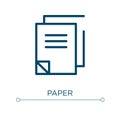 Paper icon. Linear vector illustration. Outline paper icon vector. Thin line symbol for use on web and mobile apps, logo, print Royalty Free Stock Photo
