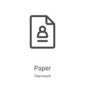 paper icon vector from teamwork collection. Thin line paper outline icon vector illustration. Linear symbol for use on web and