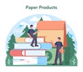 Paper industry. Wood processing and paper production factory