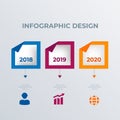 Paper infographic template design with icons. Business concept infograph with 3 options, steps or processes. Vector visualization Royalty Free Stock Photo