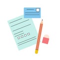Paper information with id card, pencil,rubber. office and school object Royalty Free Stock Photo