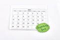 Paper july calendar and esperanto day message.