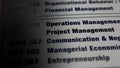 Paper with Key skills in business. Project management, communication and operations