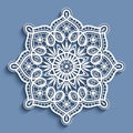 Paper lace doily, round crochet ornament Royalty Free Stock Photo