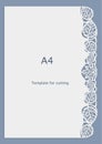 A4 paper lace greeting card, wedding invitation, white pattern, cut-out template, template congratulation, perforation pattern, l