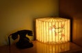 Paper lamp and vintage telephone Royalty Free Stock Photo