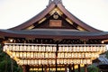 Paper lantern hang up at stage of Yasaka Shrine, once called Gion Shrine is a Shinto shrine in the Gion District of Kyoto, Japan Royalty Free Stock Photo