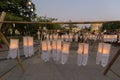 Paper lanterns hanging together with candles inside in Loi Krathong Festival, Chiang Mai, Thailand Royalty Free Stock Photo