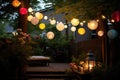 paper lanterns illuminating an outdoor evening gathering