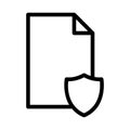 Paper line icon illustration with shield. suitable for protect document, file