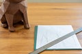 Paper and the linears on the table for DIY Royalty Free Stock Photo