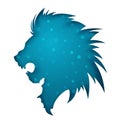 Paper lion ullustration. Blue star. Royalty Free Stock Photo