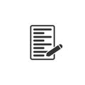 Paper list with pen icon in simple design. Vector illustration