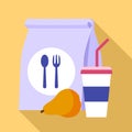 Paper lunch bag icon, flat style
