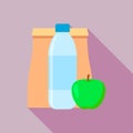 Paper lunchbox apple icon, flat style Royalty Free Stock Photo