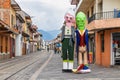 Paper mache dolls or Monigotes on a street of Cuenca on New Yer\'s Eve. Ecuador