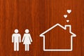 Paper man, woman and house. Housing, family concept. Abstract conceptual Royalty Free Stock Photo