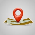 Paper map icon with Pin Pointer. Royalty Free Stock Photo