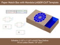 Paper match box Template with mandala Laser Cut Royalty Free Stock Photo
