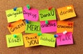 Bulletin Board With Notes Saying `Thank You` In Royalty Free Stock Photo