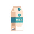 Paper Milk Package, Eco-friendly Box Used In Dairy Industry. Recyclable, Biodegradable Pack Provides Convenient