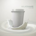 Paper milkshake cup with milk crown splash