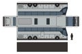 The paper model of a gray large bus