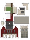 The paper model of an old town house