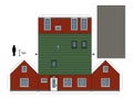 Paper model of a red house