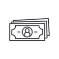 Paper money black icon concept. Paper money flat vector symbol, sign, illustration.