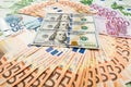 Paper money euro and dolar. background of banknotes Royalty Free Stock Photo