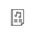 Paper with music note outline icon