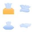 Paper napkin icons set cartoon vector. Wet and dry napkin Royalty Free Stock Photo