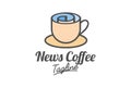 Paper Newspaper Coffee Cup Mug for Cafe Logo Design Vector